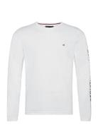 Tommy Logo Long Sleeve Tee Tops T-shirts Long-sleeved White Tommy Hilf...