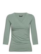 Rayon Spandex Jrsy-3\4-Knt Tops Blouses Long-sleeved Green Lauren Ralp...