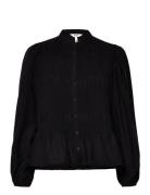 Objiqra L/S Top 128 Tops Shirts Long-sleeved Black Object