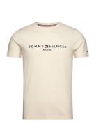 Tommy Logo Tee Tops T-shirts Short-sleeved Beige Tommy Hilfiger