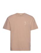 Sdismail Tee Tops T-shirts Short-sleeved Beige Solid