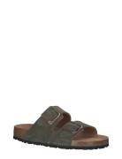 Women Slides Flate Sandaler Khaki Green Tamaris