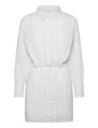 Linen Blend Shirt Dress Kort Kjole White Gina Tricot