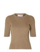 Slfmala 2/4 Knit O-Neck B Tops Knitwear Jumpers Brown Selected Femme