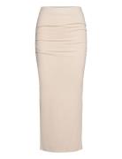 Soft Touch Ruched Long Skirt Langt Skjørt Cream Gina Tricot