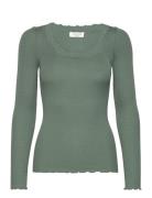 Rwbabette Ls U-Neck Lace Top Tops T-shirts & Tops Long-sleeved Khaki G...