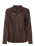 Ayumi Silk Blouse Tops Blouses Long-sleeved Brown Ahlvar Gallery