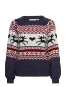 Viholiday L/S Christmas Knit/Ka Tops Knitwear Jumpers Blue Vila