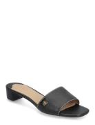 Tumbled Leather-Fay-Sn-Fsa Sandal Med Hæl Black Lauren Ralph Lauren