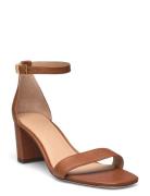 Logan Burnished Leather Sandal Sandal Med Hæl Brown Lauren Ralph Laure...