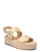 Mid Wedge Sandal Sko Wedge Beige Tommy Hilfiger