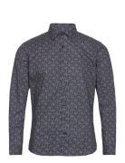 Aop Floral Shirt L/S Tops Shirts Business Navy Lindbergh