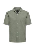 Onscaiden Ss Solid Resort Linen Shirt Tops Shirts Short-sleeved Green ...