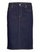 Sp Str Eco In Dnm-Skirt Knelangt Skjørt Blue Lauren Ralph Lauren