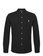 Featherweight Mesh-Ls Fb Mandarin C Tops Shirts Casual Black Polo Ralp...