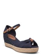 Basic Open Toe Mid Wedge Sko Wedge Blue Tommy Hilfiger