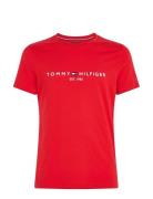 Tommy Logo Tee Tops T-shirts Short-sleeved Red Tommy Hilfiger