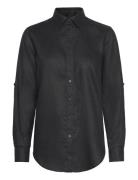 Tissue Linen-Shirt Tops Shirts Long-sleeved Black Lauren Ralph Lauren