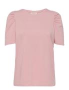 Fqfenja-Tee-Puff Tops T-shirts & Tops Short-sleeved Pink FREE/QUENT