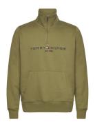 Tommy Logo Mockneck Tops Sweat-shirts & Hoodies Sweat-shirts Khaki Gre...