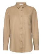 Linen Shirt Tops Shirts Long-sleeved Brown Rosemunde