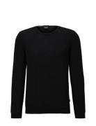 Leno-P Tops Knitwear Round Necks Black BOSS