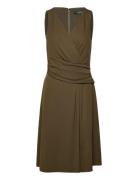 Surplice Jersey Sleeveless Dress Knelang Kjole Green Lauren Ralph Laur...