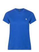 Cotton Jersey Crewneck Tee Tops T-shirts & Tops Short-sleeved Blue Pol...