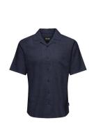 Onscaiden Ss Solid Resort Linen Shirt Tops Shirts Short-sleeved Navy O...