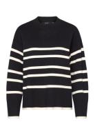 Vmsaba Ls O-Neck Stripe Pullover Ga Noos Tops Knitwear Jumpers Black V...