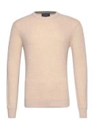 Rib Knit Crew Tops Knitwear Round Necks Beige Hackett London