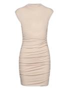 Soft Touch Funnel Neck Dress Kort Kjole Beige Gina Tricot