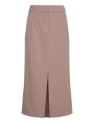 Vivar Hw Long Skirt - Noos Knelangt Skjørt Brown Vila