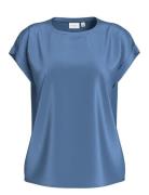 Viellette S/S Satin Top - Noos Tops T-shirts & Tops Short-sleeved Blue...