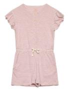 Striped Jumpsuit With Ruffles Jumpsuit Pink Copenhagen Colors