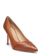 Lynden Burnished Leather Pump Shoes Heels Pumps Classic Brown Lauren R...