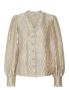 Yasripple Ls V-Neck Shirt - D2D Tops Blouses Long-sleeved Cream YAS