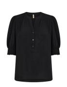 Sc-Radia Tops Blouses Short-sleeved Black Soyaconcept