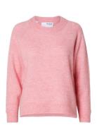 Slflulu Ls Knit O-Neck Noos Tops Knitwear Jumpers Pink Selected Femme