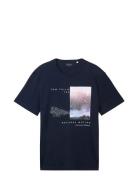 T-Shirt With Photoprint Tops T-shirts Short-sleeved Navy Tom Tailor