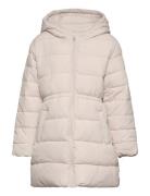 Quilted Long Coat Fôret Jakke Cream Mango