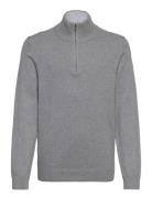 Zip Neck Jumper Tops Knitwear Pullovers Grey Mango