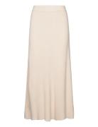 Ribbed Midi Skirt Knelangt Skjørt Cream Mango