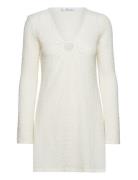 Textured Dress With Hoop Detail Kort Kjole Cream Mango