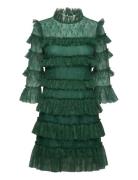 Carmine Frill Lace Mini Dress Designers Short Dress Green Malina