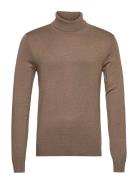 Mélange Roll Neck Knit Tops Knitwear Turtlenecks Brown Lindbergh