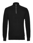 Mario Half-Zip Knit Tops Knitwear Half Zip Jumpers Black Clean Cut Cop...