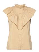 Top Tops Blouses Sleeveless Beige Rosemunde