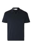 Slhteller Ss Knit Polo W Tops Knitwear Short Sleeve Knitted Polos Navy...