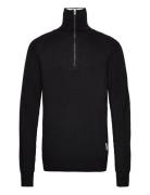 Knitted Zip Pullover Tops Knitwear Half Zip Jumpers Black Resteröds